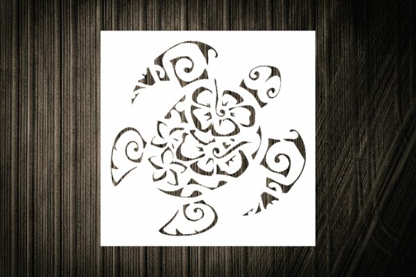 Custom Nautical Tiki Turtle Flower Stencil - , Personalized Reusable Plastic Stencil for DIY Oceanic Creations
