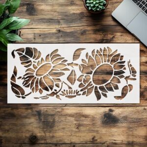 Stencil Two Sunflowers, Plastic Reusable, Reusable Plastic, L x W, for DIY Crafts and Home Decor