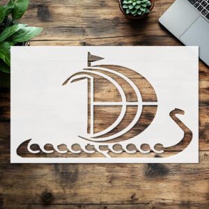 Stencil Viking Ship Design, Plastic Reusable, Reusable Plastic, L x W, for DIY Crafts and Home Decor