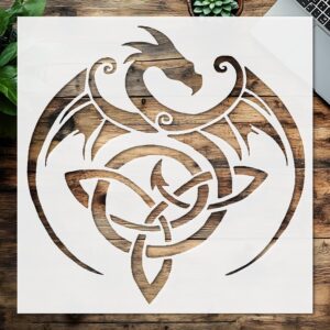 Stencil Celtic Abstract Dragon, Plastic Reusable, Reusable Plastic, L x W, for DIY Crafts and Home Decor