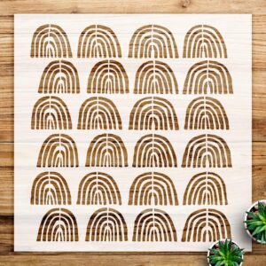 Rainbow Repeat Pattern Stencil for Walls and Floors, Versatile Mylar Template for Home Decor and Craft Projects - Size A4 ()