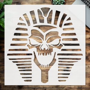 Stencil Egyptian Pharaoh Skull Skeleton, Plastic Reusable, Reusable Plastic, L x W, for DIY Crafts and Home Decor