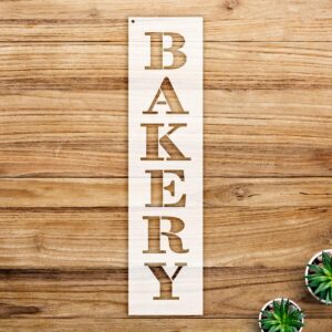 Farmhouse Bakery Word Stencil for Walls and Crafts, Reusable Mylar Template, Vertical Design for Home Decor and DIY Projects - Size A3 ()
