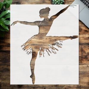 Ballerina Silhouette, Ballet Dancer Silhouette Reusable Stencil for Painting – Perfect for DIY Art, Home Décor, and Craft Projects