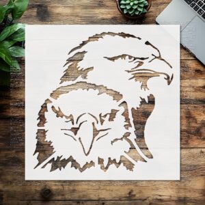Stencil Two Eagles, Plastic Reusable, Reusable Plastic, L x W, for DIY Crafts and Home Decor