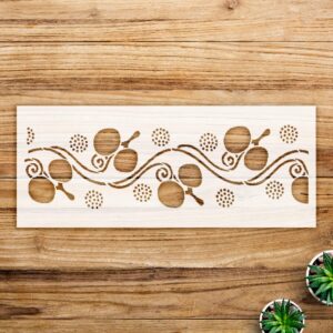 Fruit Vine Spiral Border Stencil for Walls and Crafts, Reusable Mylar Template, Ideal for Home Decor and DIY Projects - Size A2 ()