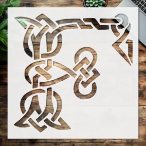 Stencil Celtic Initial F Design, Plastic Reusable, Reusable Plastic, L x W, for DIY Crafts and Home Decor