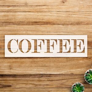Coffee Stencil Pattern for Walls and Crafts, Reusable Mylar Template, Elegant Skinny Serif Design, Ideal for Home Decor and DIY Projects - Size A1 ()