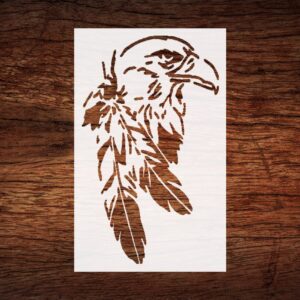 Custom Eagle Feather & Tree Stencil - Nature-Inspired Design for Artistic Crafts