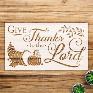 Give Thanks to The Lord Stencil Pattern for Home Decor and Crafts, Autumn Design with Pumpkin Laurels, Perfect for Walls, Wood, and Seasonal Projects - Size A4 ()