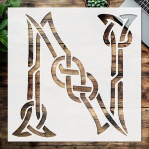 Stencil Celtic Initial N, Plastic Reusable, Reusable Plastic, L x W, for DIY Crafts and Home Decor