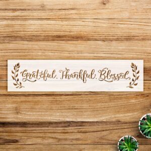 Grateful Thankful Blessed Stencil Pattern for Walls and Home Decor, Reusable Mylar Template with Laurels, Ideal for DIY Projects and Farmhouse Style - Size A1 ()
