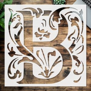 Stencil Capital Letter B with Patterns, Plastic Reusable, Reusable Plastic, L x W, for DIY Crafts and Home Decor