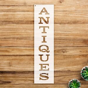 Vintage Serif Vertical Word Stencil for Walls and Crafts, Reusable Mylar Template, Ideal for Home Decor and Artistic Projects - Size A2 ()