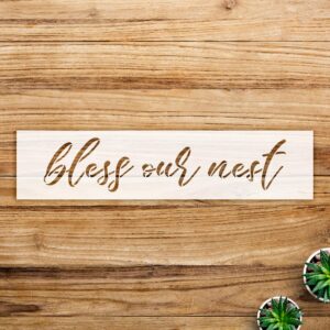 Bless Our nest Stencil Pattern for Walls and Crafts, Reusable Mylar Template, Ideal for Rustic Farmhouse Home Decor and DIY Projects - Size A4 ()