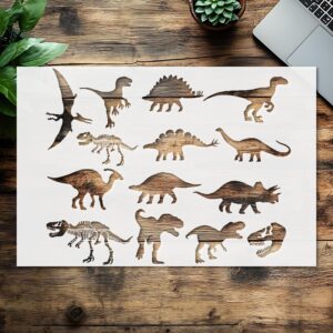 Dinosaur Stencil Template Set, 14 Prehistoric Designs,