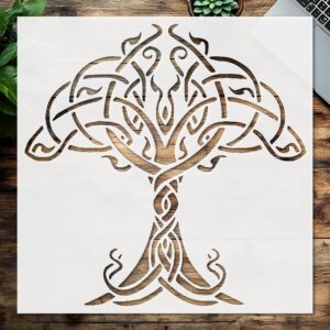 Stencil Big Celtic Tree of Life, Plastic Reusable, Reusable Plastic, L x W, for DIY Crafts and Home Decor
