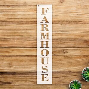 Farmhouse Country Serif Vertical Word Stencil for Walls and Crafts, Reusable Mylar Template, Ideal for Home Decor and DIY Projects - Size A2 ()