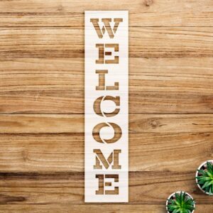 Welcome Stencil Pattern for Wood and Outdoor Projects, Reusable Mylar Template, Vertical Design, Ideal for Farmhouse Home Decor and DIY Crafts - Size A3 ()