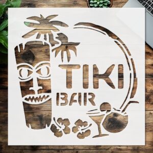 Stencil Tiki Bar Totem Cocktail Sign, Plastic Reusable, Reusable Plastic, L x W, for DIY Crafts and Home Decor