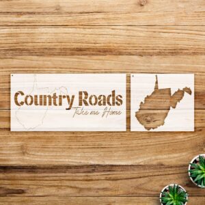 Country Roads Stencil Pattern for Walls and Crafts, Reusable Mylar Template, Horizontal Design, Ideal for Home Decor and Creative Projects - Size A3 ()