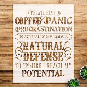 Coffee Word Art Stencil for Walls and Crafts, Reusable Mylar Template, Fun and Amusing Design, Ideal for Home Decor and Creative Projects - Size A1 ()