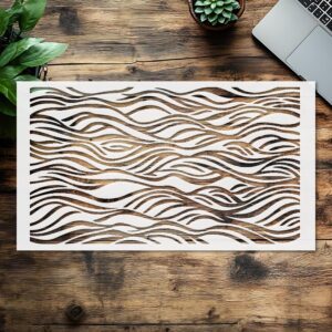 Abstract Sea Waves Lines Stencil, , Reusable Painting Template for Art Projects