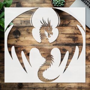 Dark Fantasy Dragon Stencil – Reusable Painting Template for Mythical Art, DIY Crafts, and Home Decor