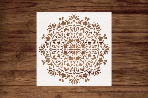 Mandala Stencil – Reusable Floral Geometric Template for DIY Wall Art, Furniture Painting, Boho Decor, Crafts – Laser Cut Design
