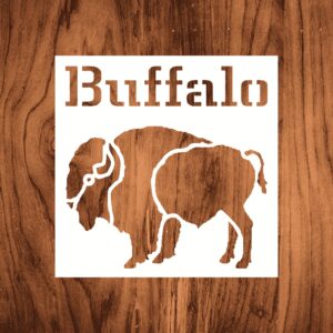 Buffalo Logo Stencil Arts and Crafts Material Scrapbooking for Airbrush Painting Drawing and More Reusable Stencil STENCILAIR, White
