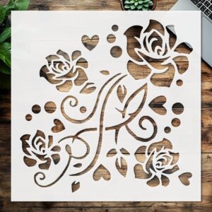 Stencil Rose Design, Plastic Reusable, Reusable Plastic, L x W, for DIY Crafts and Home Decor