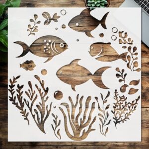 Underwater Fish Reusable Stencil, , Ideal for Painting and Craft Projects