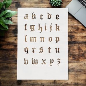 Gothic Alphabet Letter Stencil Template, , Medieval Calligraphy Style