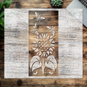 Stencil Sunflower Bees, Plastic Reusable, Reusable Plastic, L x W, for DIY Crafts and Home Decor
