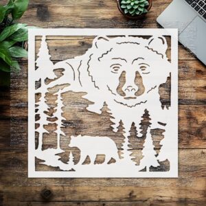 Stencil Bear Head of a Bear Forest Spruce, Plastic Reusable, Reusable Plastic, L x W, for DIY Crafts and Home Decor