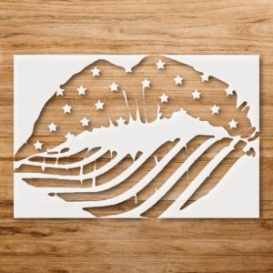 Flag Lips Stencil, Artistic Home Decor, Unique Gift for Art Lovers, Creative Wall Design